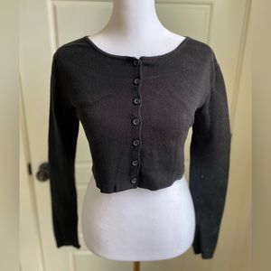Brandy Melville Black Button Up Crop Sweater